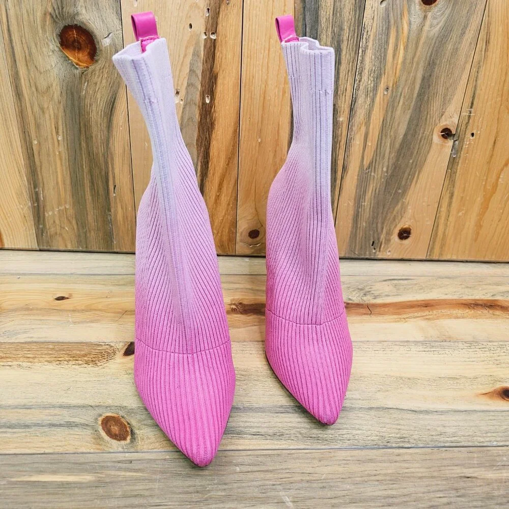 Steve Madden Dianne Pink Ombré Knit Sock Boot Size 9.5 - Picture 2 of 7